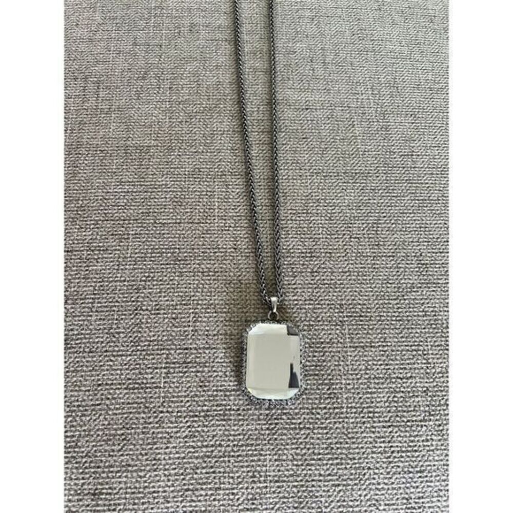 NWT Paparazzi long silver necklace with diamond pendant‎ and matching earrings